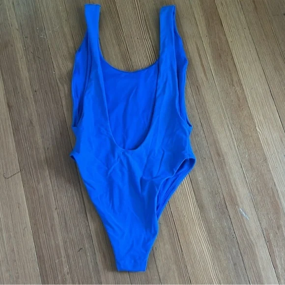 Aerie ROYAL BLUE One-Piece Swimsuit Pluge Sides + Scoop Neck - Picture 5 of 6